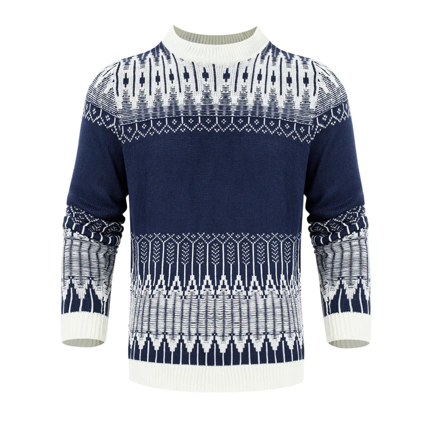 Men's Crewneck Pullover Sweater Unisex Fair Isle Long Sleeve Knitted Sweater