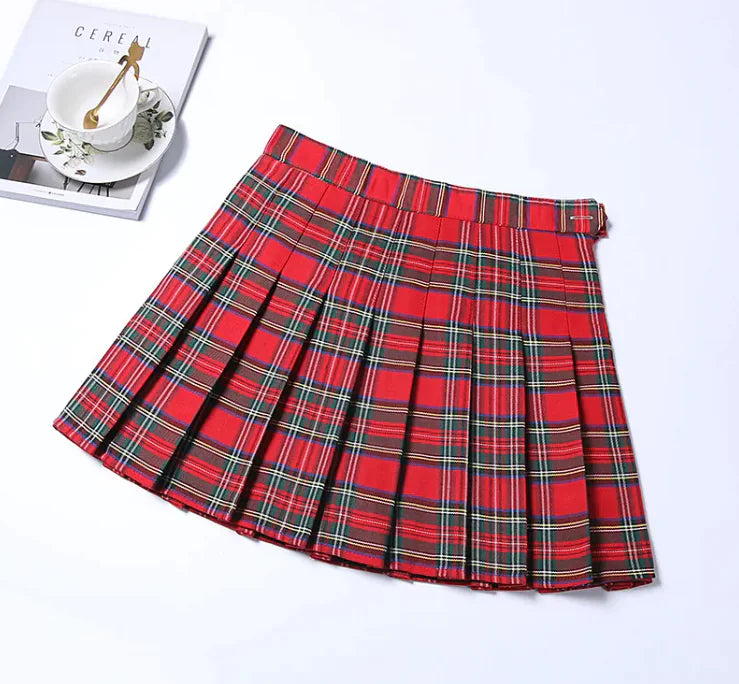 Women Classic Plaid  Uniform Skirt