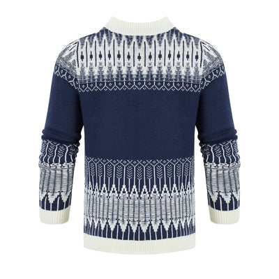 Men's Crewneck Pullover Sweater Unisex Fair Isle Long Sleeve Knitted Sweater