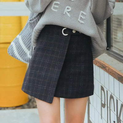 Women Autumn Plaid Skirt