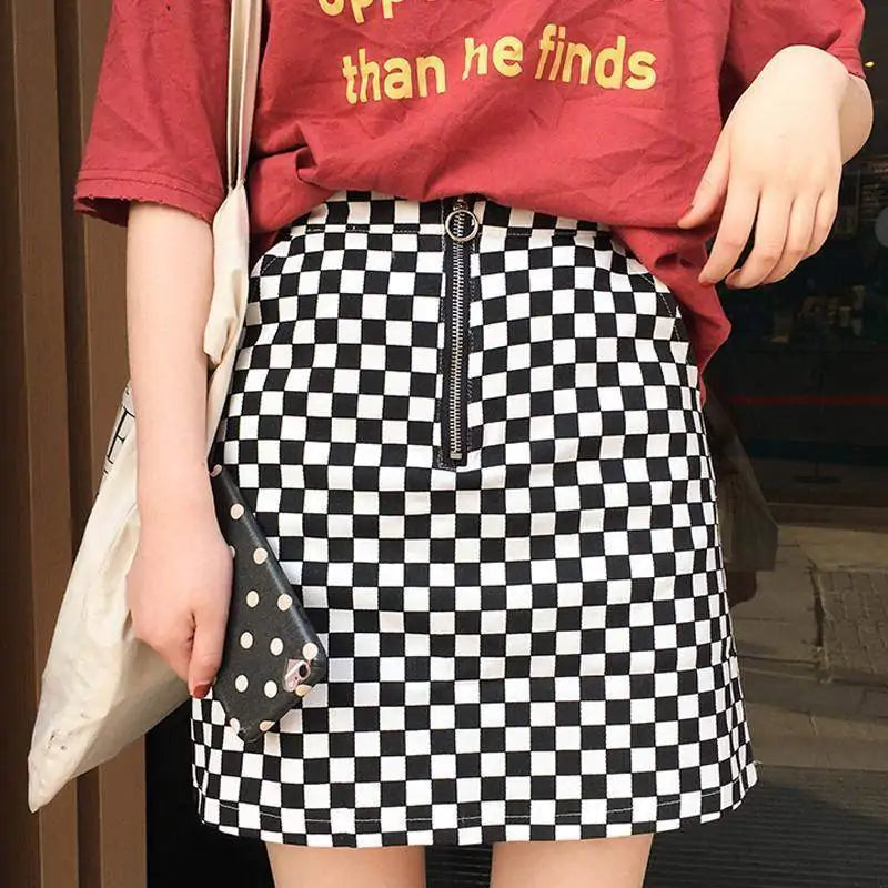 Women Checkerboard Skirt