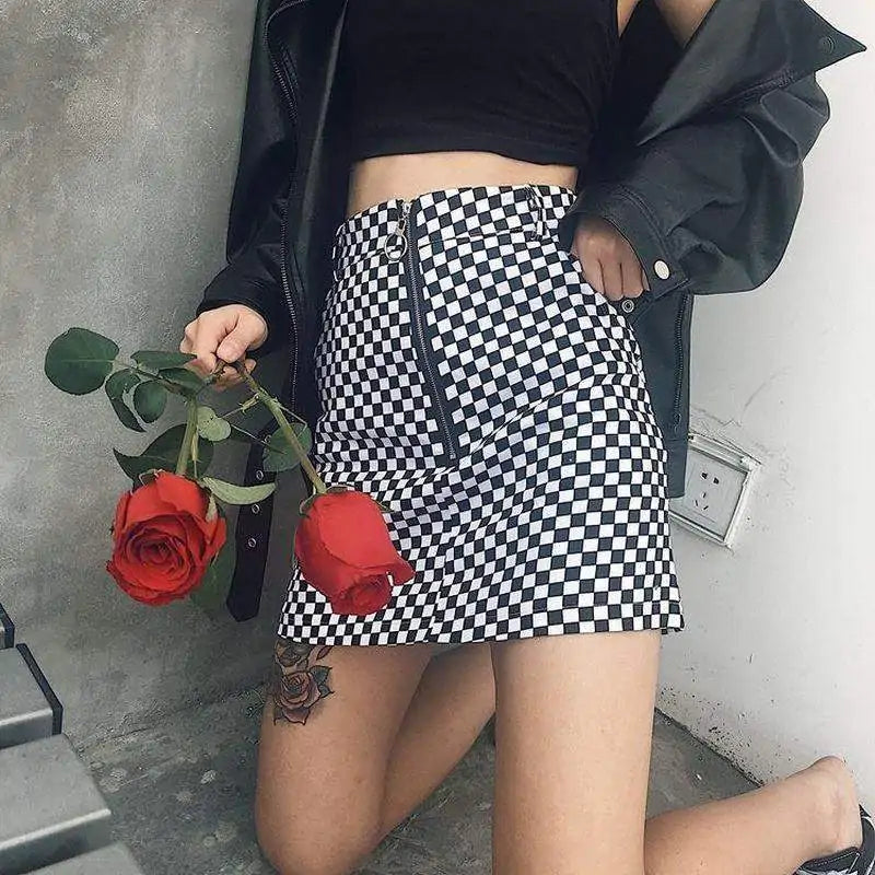 Women Checkerboard Skirt