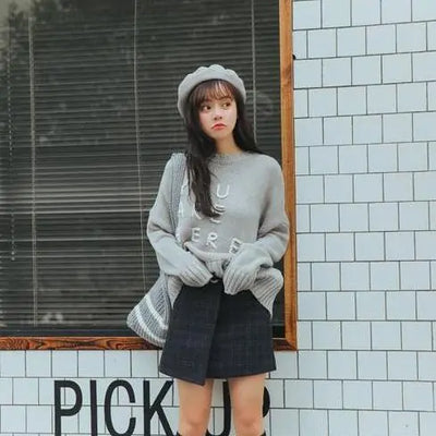 Women Autumn Plaid Skirt